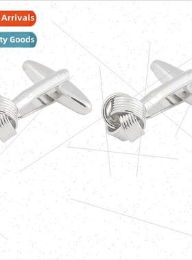 Round twist cufflinks pattern four lines metal plating hollo