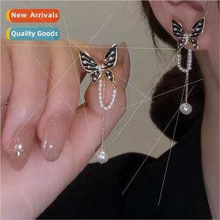 pearl needle bow Korea earrings wave new 2022 silver S925