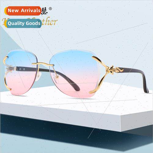 New fox head fashion sunglasses 8819 metal rimless cut edge
