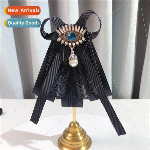 lace niche sense devil eye vintage Brish shirt bow tie femal
