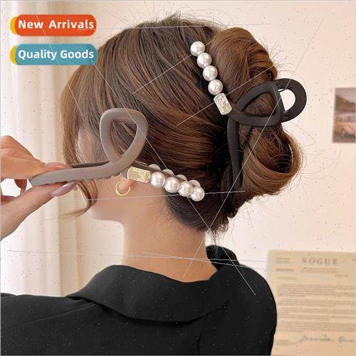 frosted pearl hair clips female summer back head plate hair