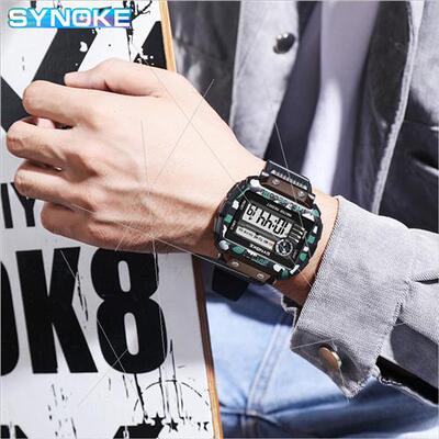 Square large screen display sports electronic watch men lumi
