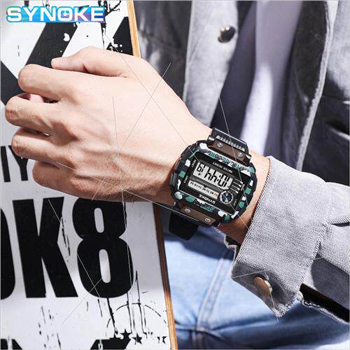 Square large screen display sports electronic watch men lumi
