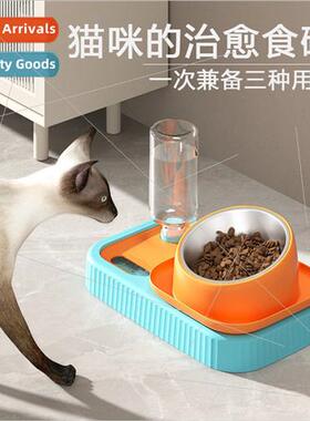 New cat bowl double bowl to protect cervical vertebrae anti-