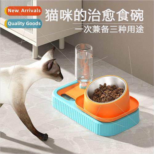 New cat bowl double bowl to protect cervical vertebrae anti-