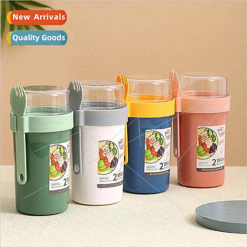 Double-layer fru salad cup pp sealed plastic cup outdoor por