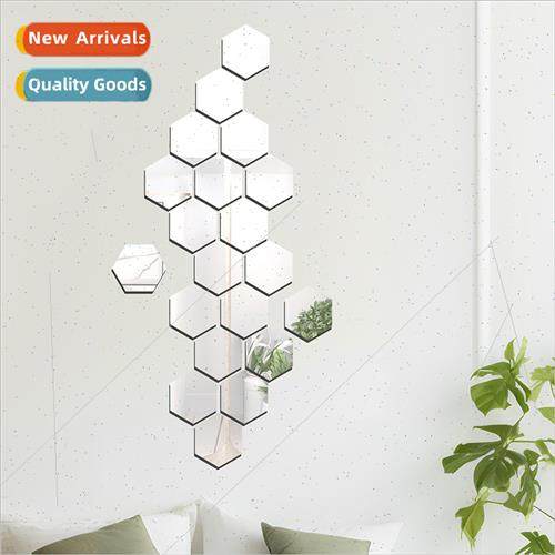 Hexagonal acrylic mirror wall stickers stereoscopic DIY self