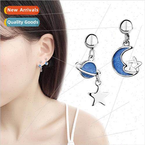 Klein Blue Planet Earrings Women Korea Blue Star Moon Stars