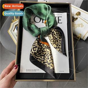 leopard thin splicing floral temperament Retro green summer