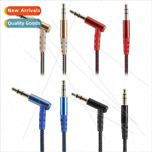 1 meter 3.5mm audio cable single elbow braided male to male