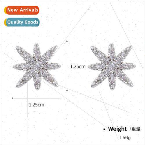 925 silver needle copper plated hexagram earrings female Kor