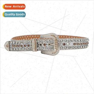 Stone grain belt rhinestone inlaid men women universal jeans