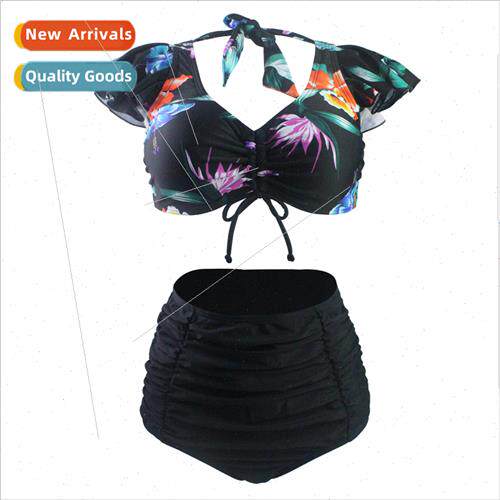 Printed Europe Swimwear Sexy Bikini High Waist Triangle Spl