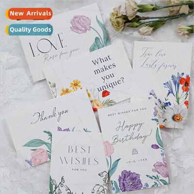 Ins illustration hanging card flower package handwrten greet