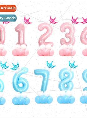 32 inch light pearl blue pink digal balloon column curb baby