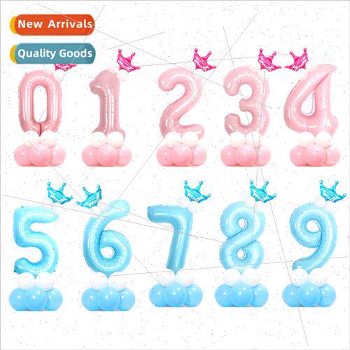 32 inch light pearl blue pink digal balloon column curb baby