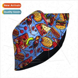 Hat female 2021 spring summer new hamburger fries food graff