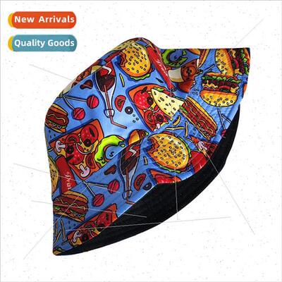 Hat female 2021 spring summer new hamburger fries food graff