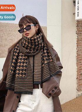 Autumn winter Korean  thousbirds check scarf female double-s