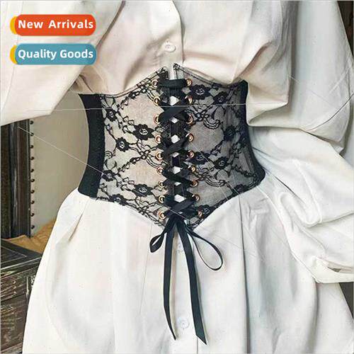 New transparent lace elastic waistband female ultra-wide str