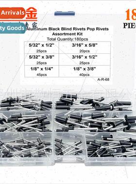 180pcs US 1/8 5 32 3 16 Black Aluminum Open End Blind Rivets