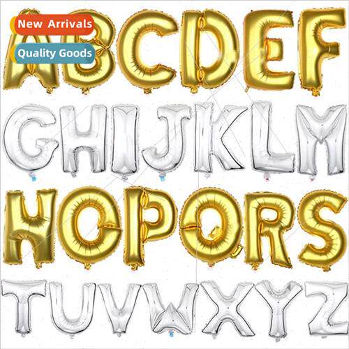 40 inches large aluminum film letter balloons A-Z wh gold si