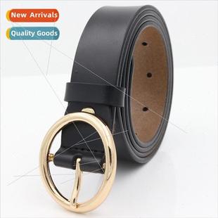 Cowhide Ladies Casual Buckle Round Layer Two Belt New 2019