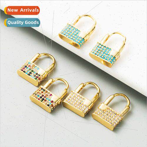 Europe ins new creative love lock shape earrings solid coppe
