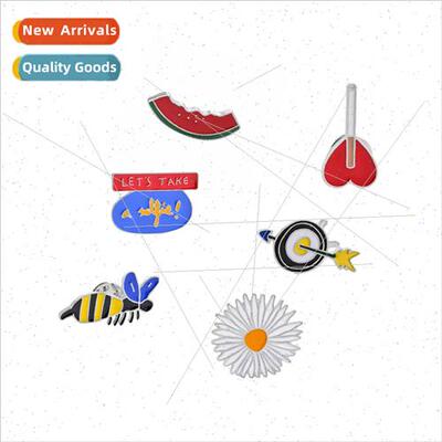 Europe cartoon new enamel brooch bee watermelon sunflower lo