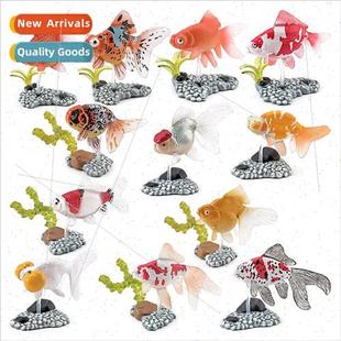 mini fish koi animals goldfish set Solid base marine