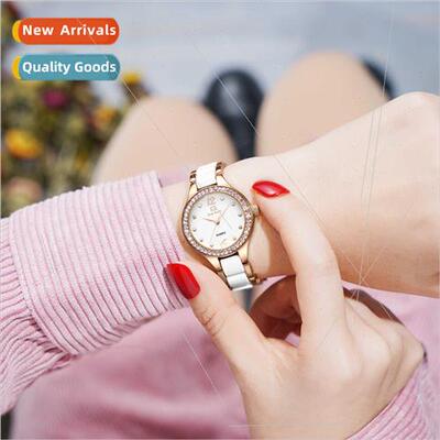 Tatsuno Watch Ceramic Strap Waterproof Women Wristwatch Fash
