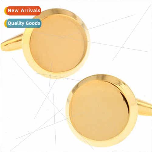 Men mple Fashion French Cufflinks Genuine Gold Plated Round