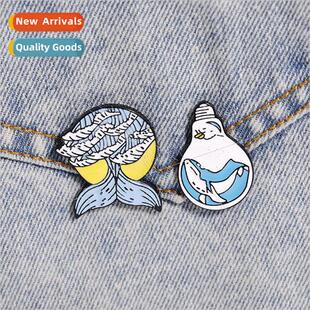 creative brooches versatile light bulb whale sun tail wave b
