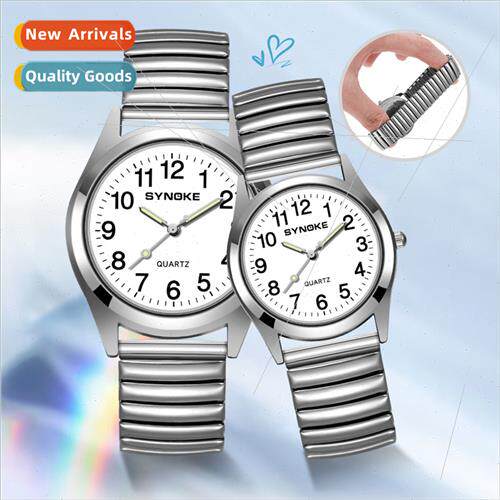 Alloy spring band large font digital face elders quartz watc