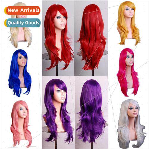 cos long curly anime cosplay color Europe wig blonde 70cm