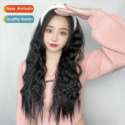 wig women lazy hair band long hair wool curls one-piece simu