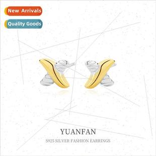 Split Color 925 Niche Irregular Earrings适用Women silver