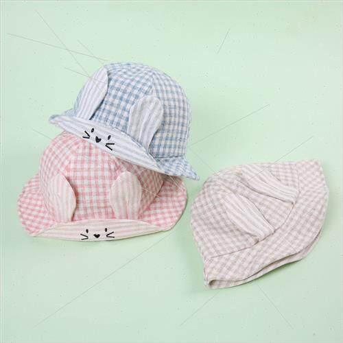 Square Wei plaid rabb baby basin new children hats summer sp