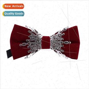 Men business Korean bow tie men wedding shirt dress red meta