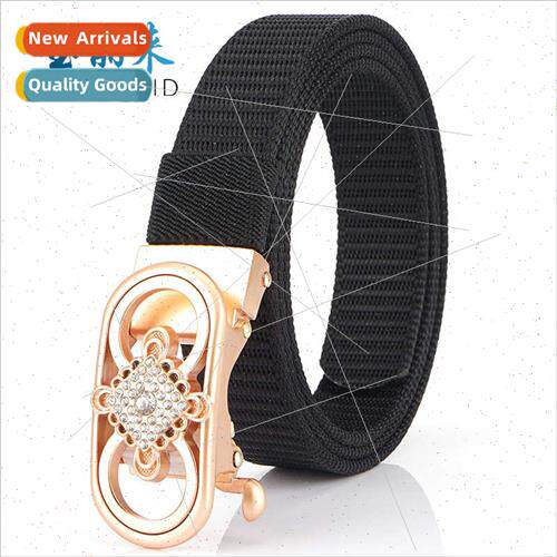 Automatic buckle nylon belt casual ladies jeans toothless yo