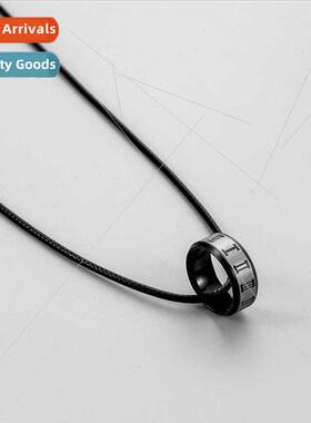 Europe Tanium Steel Necklace Rome Black Ring Ring Stainless