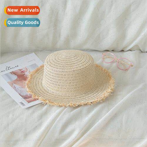 Korean  women straw hat flat cap fur side fashion cap sunscr