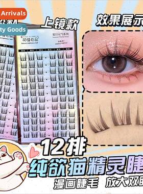 Large Volume Cat Genie Manga Natural False Eyelashes ngle Cl