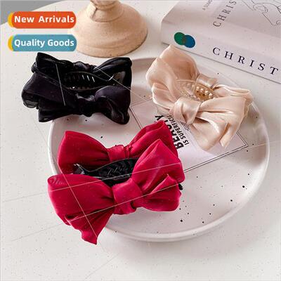 new Bow Marble Head Plate Hair Grab Clip Organza Fabric Adva