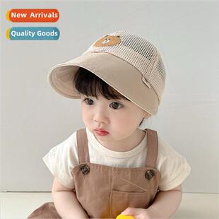 Baby hat summer breathable large brim mesh breathable sunscr