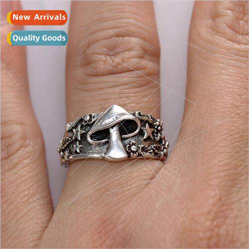 Europe new retro mushroom star leaf ring fashion finger ring