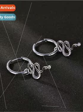 Snake tanium steel earrings Europe New ear buckle earrings a