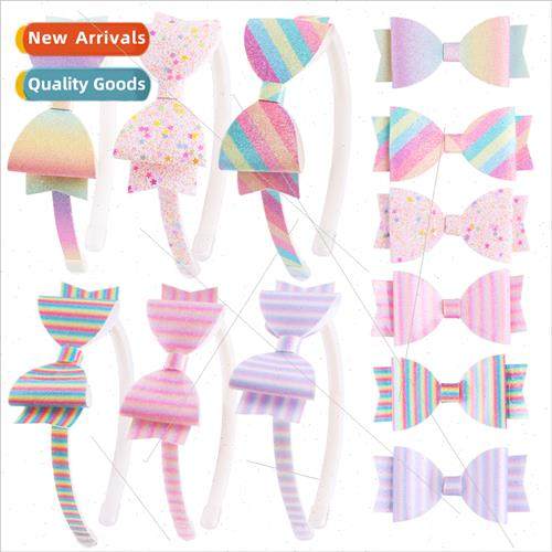 Cartoon colorful hair clips large bow dovetail hair bands fa