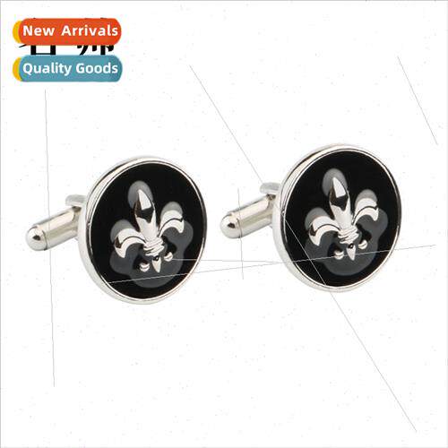 Popular jewelry men women universal round black oil enamel m