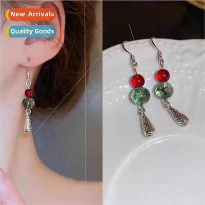 advanced new Chinese water drop natural stone earrings niche